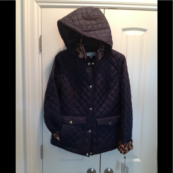 🎁NWT Laundry Shelli Segal LA Navy quilted coat S M or L - Picture 7 of 8